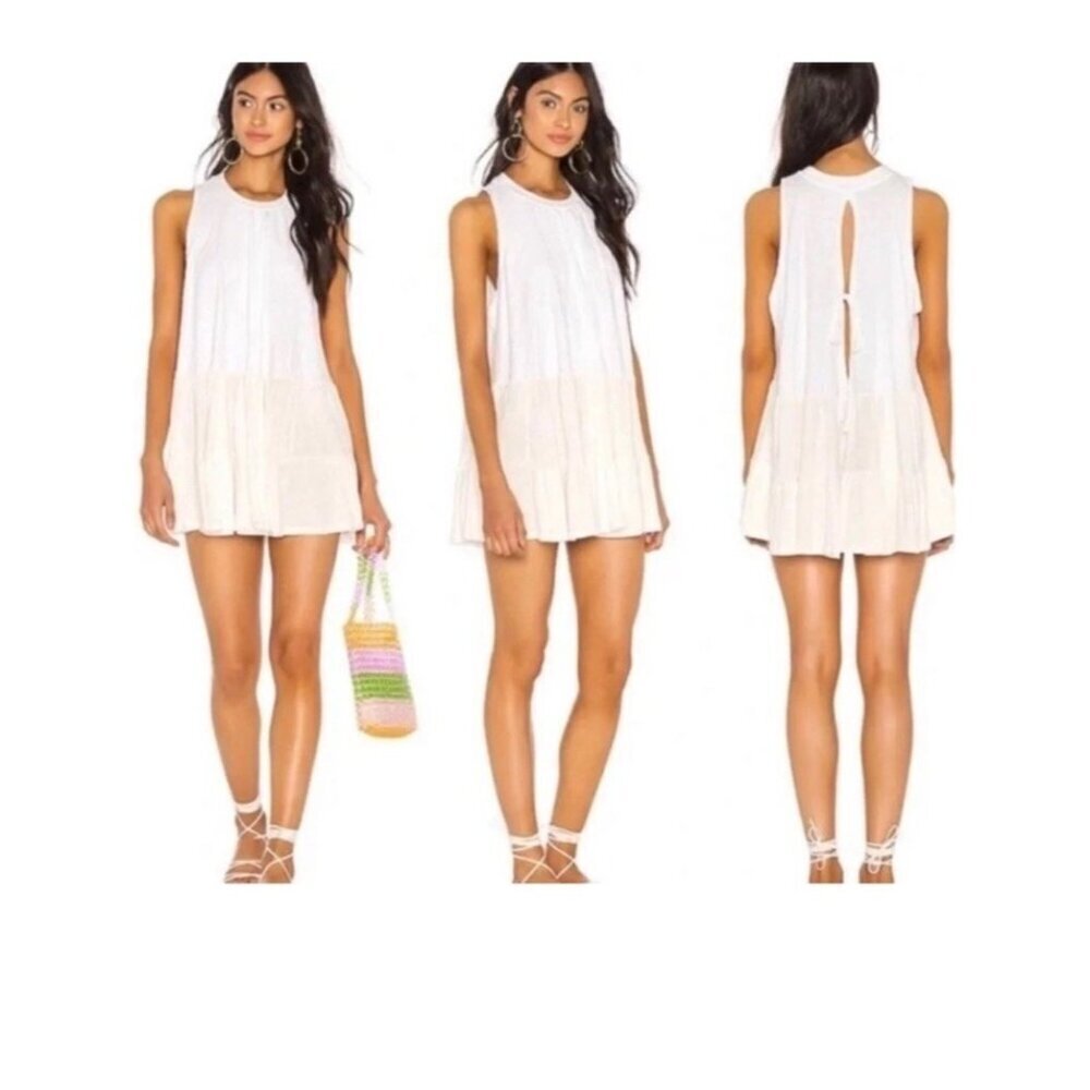 Free People Right On Time White Tiered Sleeveless Tunic size XS